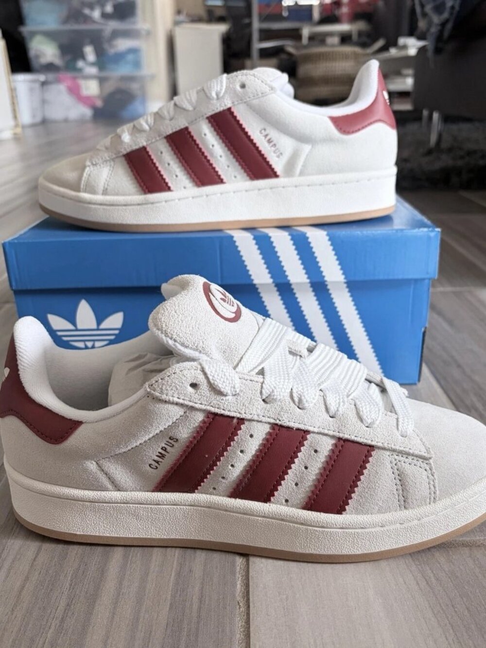 Women's adidas Originals Campus 00s Shoes - Crystal White Preloved Ruby JQ7783